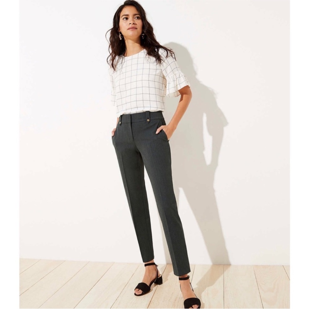 Loft Plus Slim Stretch Gray Dress Pants EUC